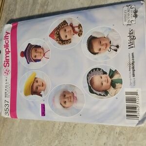 Uncut Simplicity pattern #3537 baby/doll hats